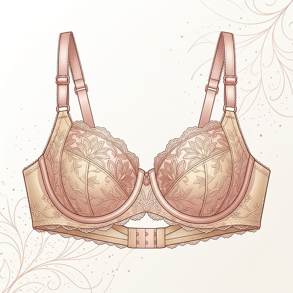 Triumph Bra size fitting guide illustration - classic full cup lace bra