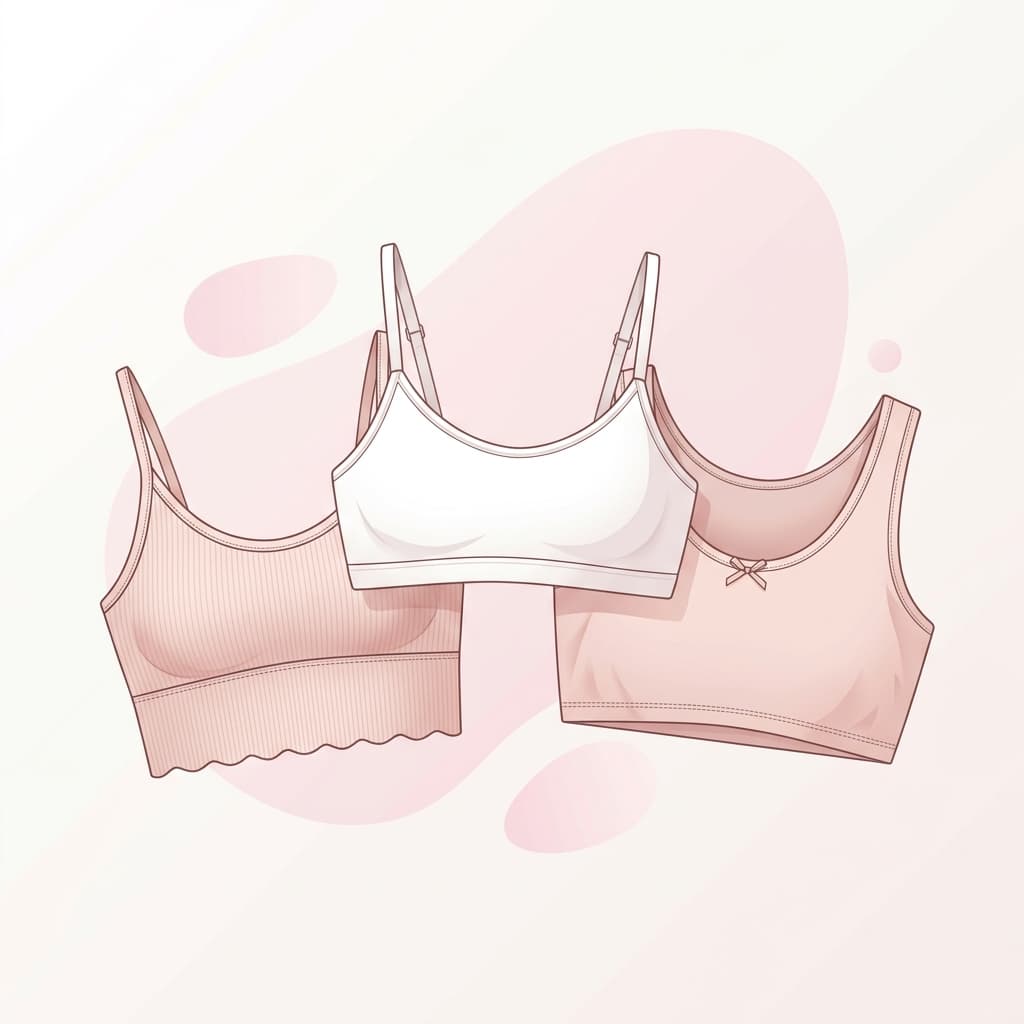 First Bra size fitting guide illustration - delicate crop tops and first bras