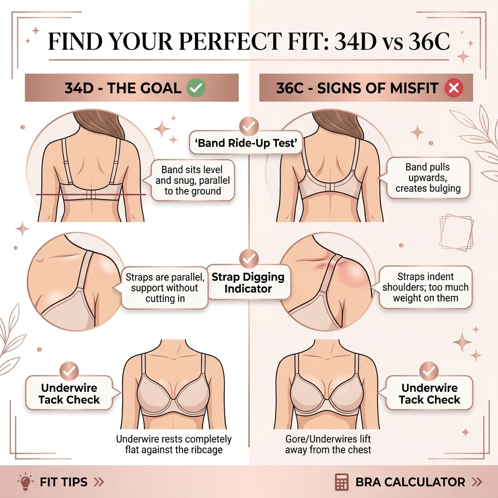 34D vs 36C fit check diagnostic reel infographic
